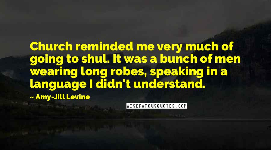 Amy-Jill Levine Quotes: Church reminded me very much of going to shul. It was a bunch of men wearing long robes, speaking in a language I didn't understand.