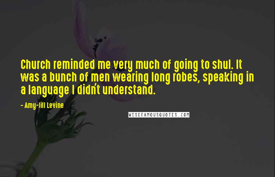 Amy-Jill Levine Quotes: Church reminded me very much of going to shul. It was a bunch of men wearing long robes, speaking in a language I didn't understand.