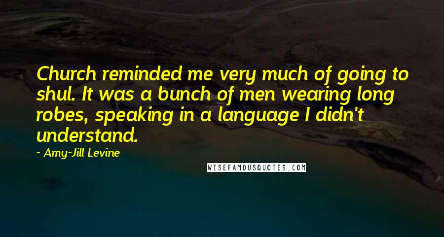 Amy-Jill Levine Quotes: Church reminded me very much of going to shul. It was a bunch of men wearing long robes, speaking in a language I didn't understand.