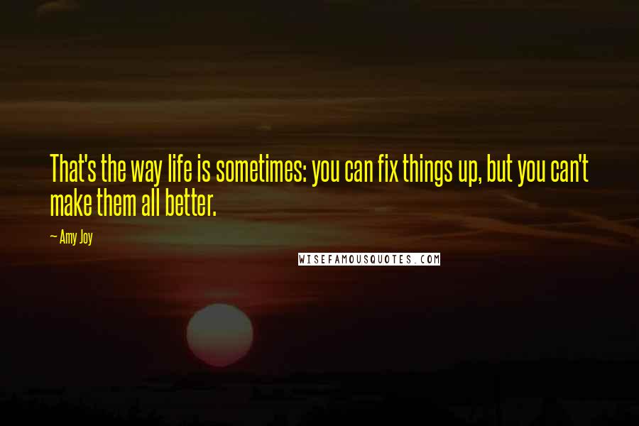 Amy Joy Quotes: That's the way life is sometimes: you can fix things up, but you can't make them all better.