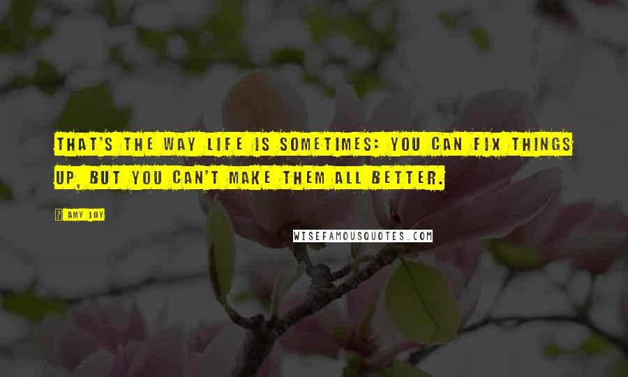 Amy Joy Quotes: That's the way life is sometimes: you can fix things up, but you can't make them all better.