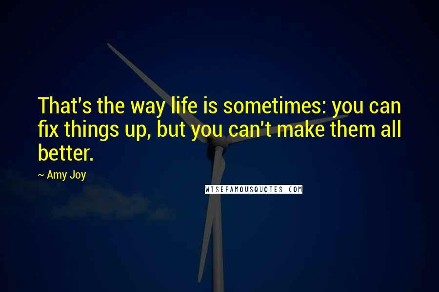 Amy Joy Quotes: That's the way life is sometimes: you can fix things up, but you can't make them all better.