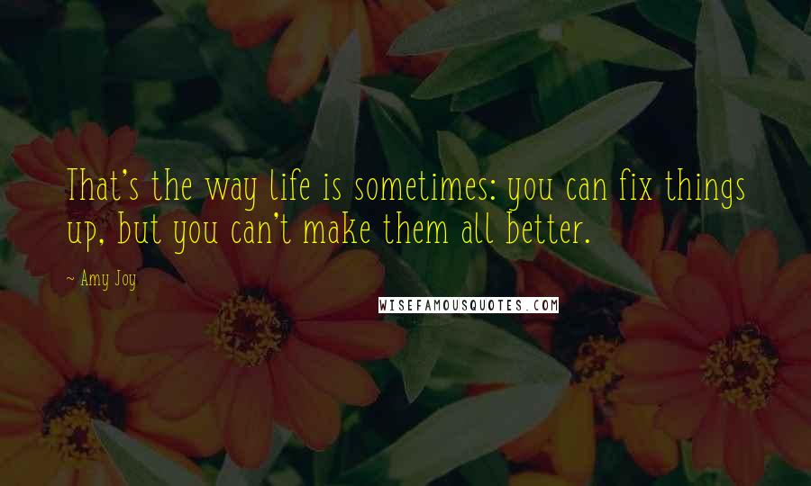 Amy Joy Quotes: That's the way life is sometimes: you can fix things up, but you can't make them all better.