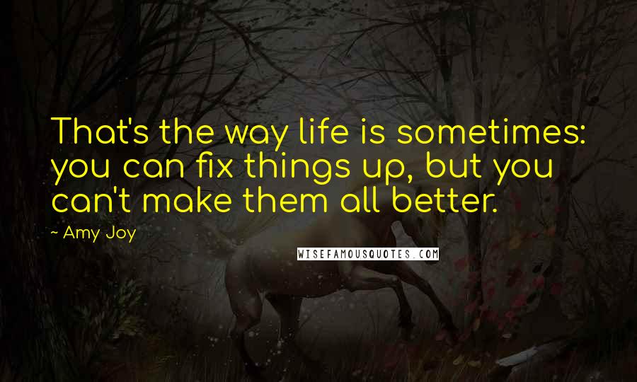 Amy Joy Quotes: That's the way life is sometimes: you can fix things up, but you can't make them all better.