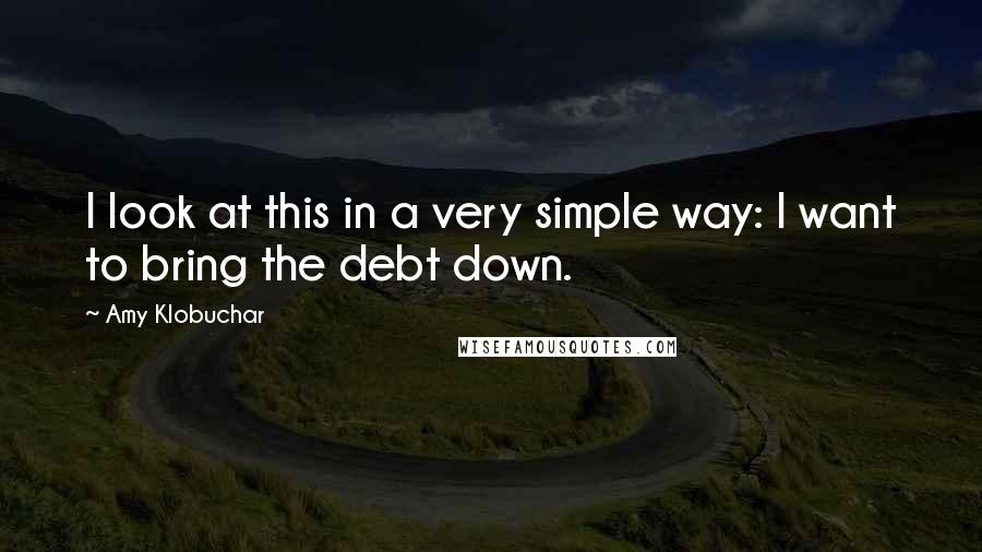 Amy Klobuchar Quotes: I look at this in a very simple way: I want to bring the debt down.