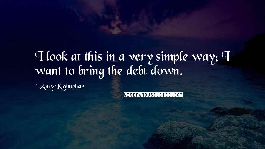 Amy Klobuchar Quotes: I look at this in a very simple way: I want to bring the debt down.