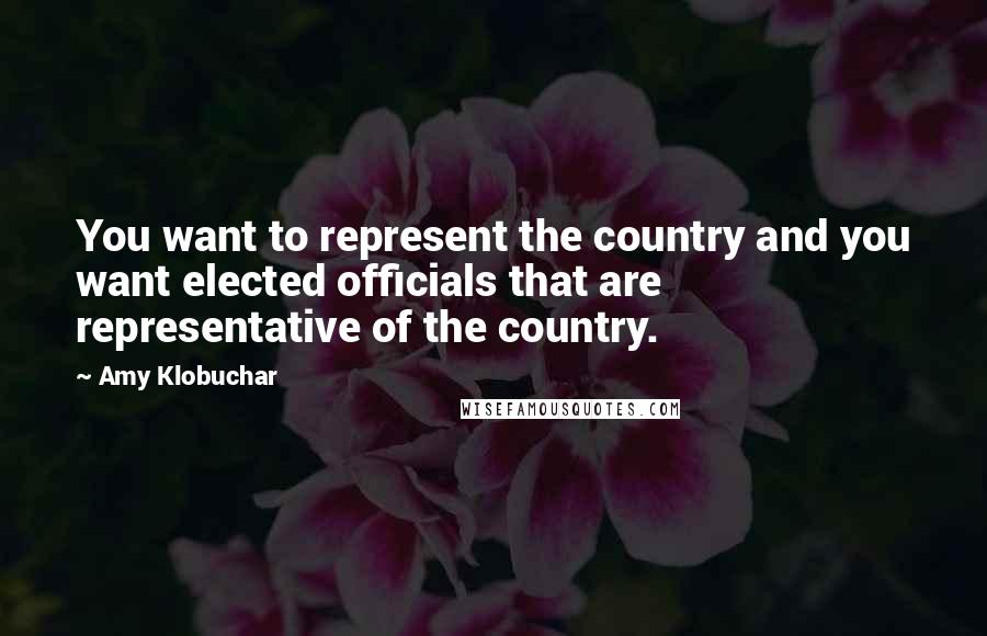 Amy Klobuchar Quotes: You want to represent the country and you want elected officials that are representative of the country.