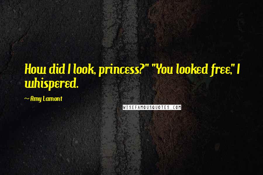 Amy Lamont Quotes: How did I look, princess?" "You looked free," I whispered.