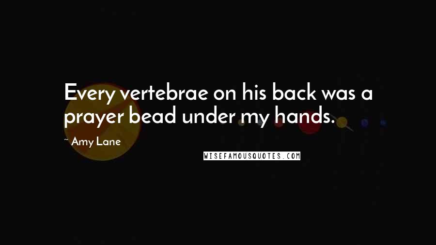Amy Lane Quotes: Every vertebrae on his back was a prayer bead under my hands.