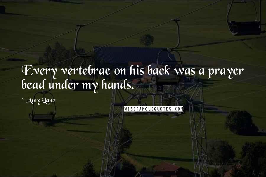 Amy Lane Quotes: Every vertebrae on his back was a prayer bead under my hands.
