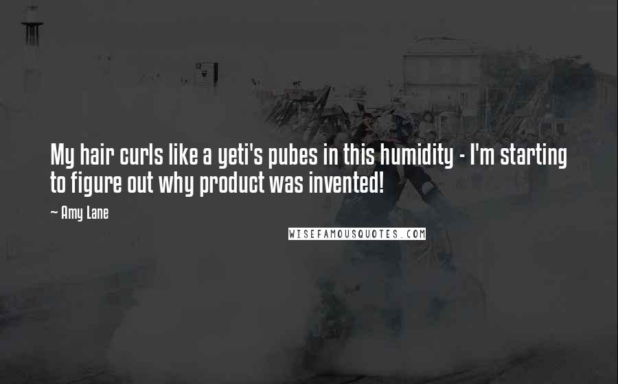 Amy Lane Quotes: My hair curls like a yeti's pubes in this humidity - I'm starting to figure out why product was invented!