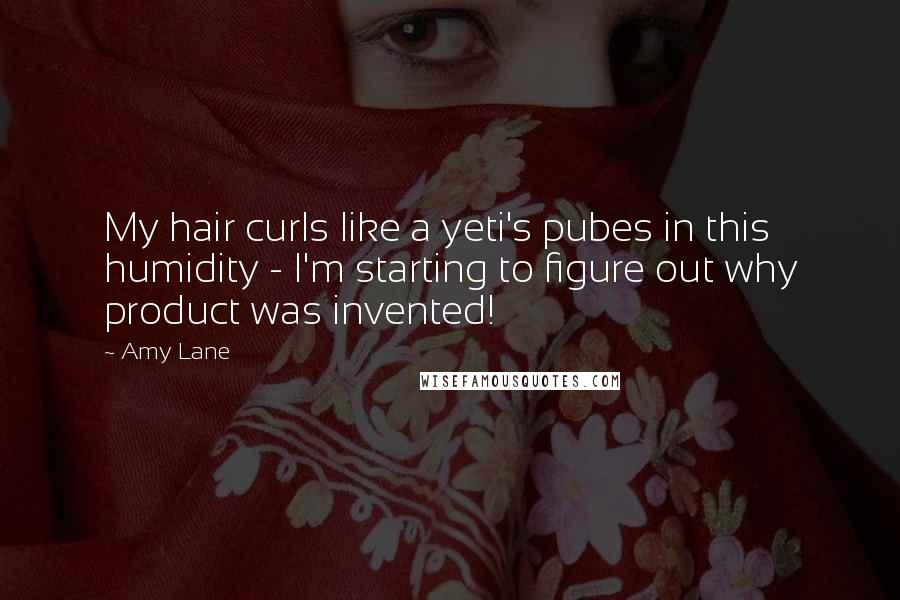 Amy Lane Quotes: My hair curls like a yeti's pubes in this humidity - I'm starting to figure out why product was invented!