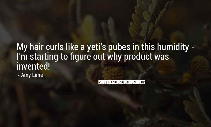 Amy Lane Quotes: My hair curls like a yeti's pubes in this humidity - I'm starting to figure out why product was invented!