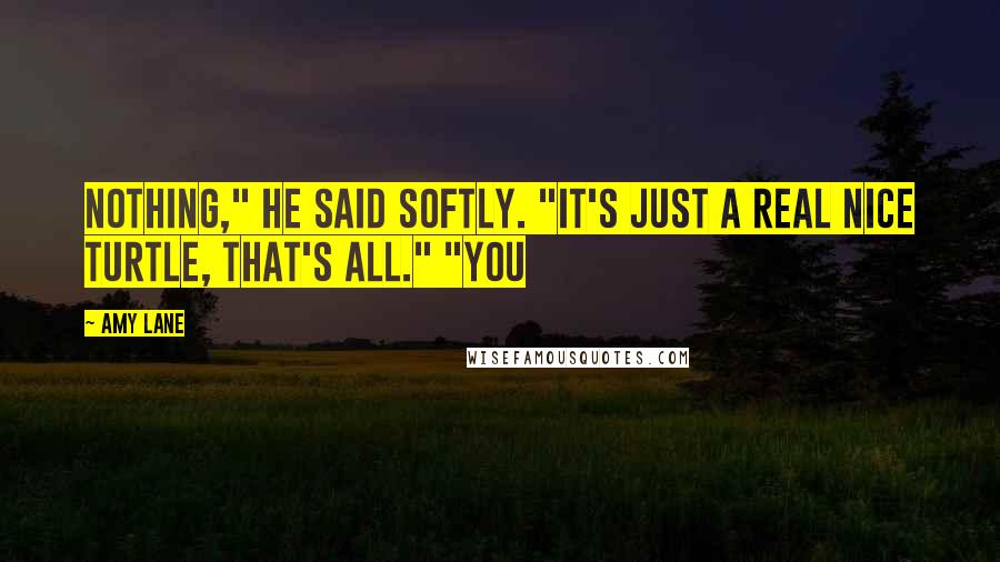 Amy Lane Quotes: Nothing," he said softly. "It's just a real nice turtle, that's all." "You