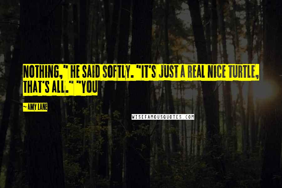 Amy Lane Quotes: Nothing," he said softly. "It's just a real nice turtle, that's all." "You