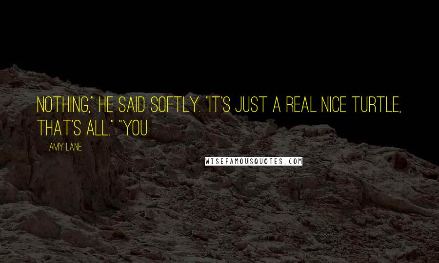 Amy Lane Quotes: Nothing," he said softly. "It's just a real nice turtle, that's all." "You