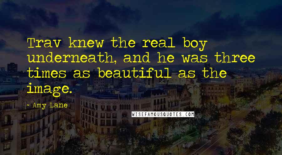 Amy Lane Quotes: Trav knew the real boy underneath, and he was three times as beautiful as the image.