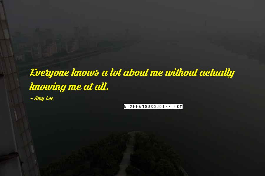 Amy Lee Quotes: Everyone knows a lot about me without actually knowing me at all.