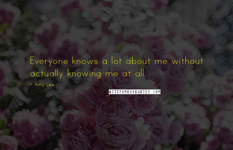 Amy Lee Quotes: Everyone knows a lot about me without actually knowing me at all.