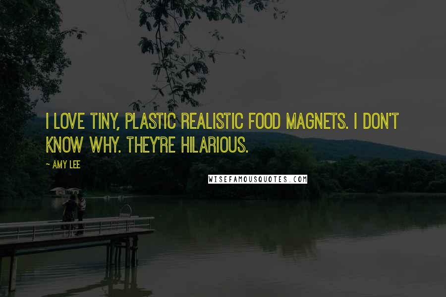 Amy Lee Quotes: I love tiny, plastic realistic food magnets. I don't know why. They're hilarious.