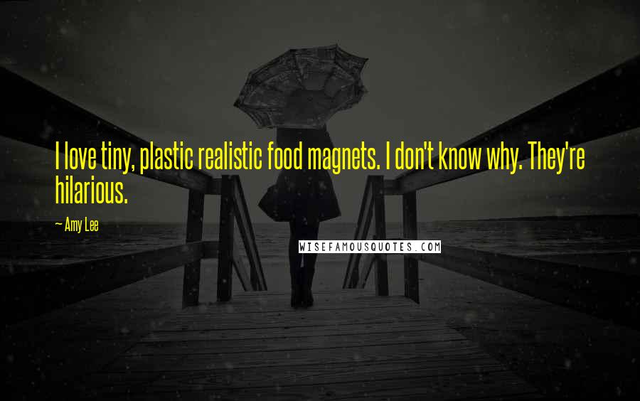 Amy Lee Quotes: I love tiny, plastic realistic food magnets. I don't know why. They're hilarious.