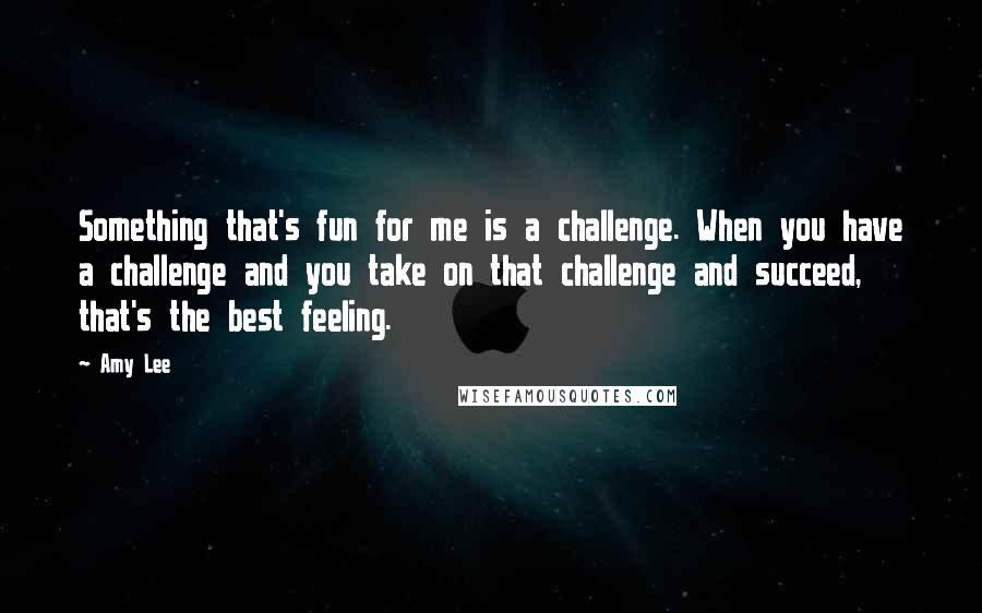 Amy Lee Quotes: Something that's fun for me is a challenge. When you have a challenge and you take on that challenge and succeed, that's the best feeling.