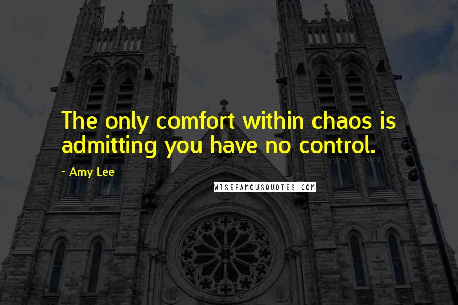 Amy Lee Quotes: The only comfort within chaos is admitting you have no control.