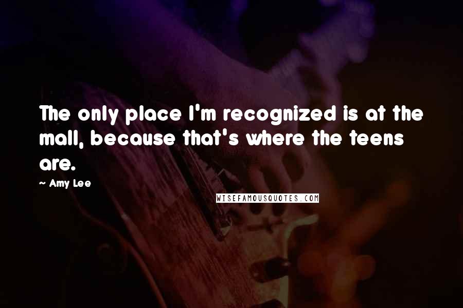 Amy Lee Quotes: The only place I'm recognized is at the mall, because that's where the teens are.