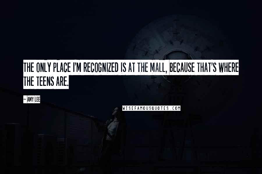 Amy Lee Quotes: The only place I'm recognized is at the mall, because that's where the teens are.