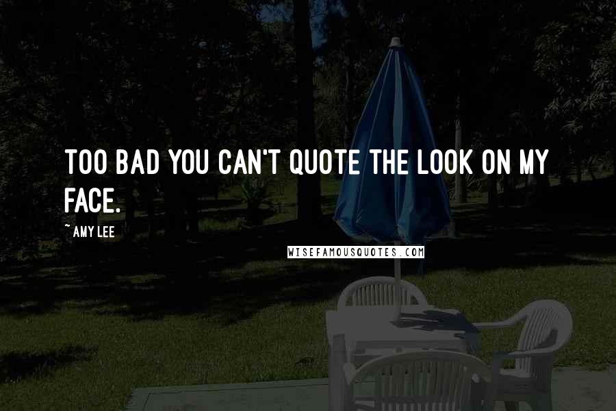 Amy Lee Quotes: Too bad you can't quote the look on my face.