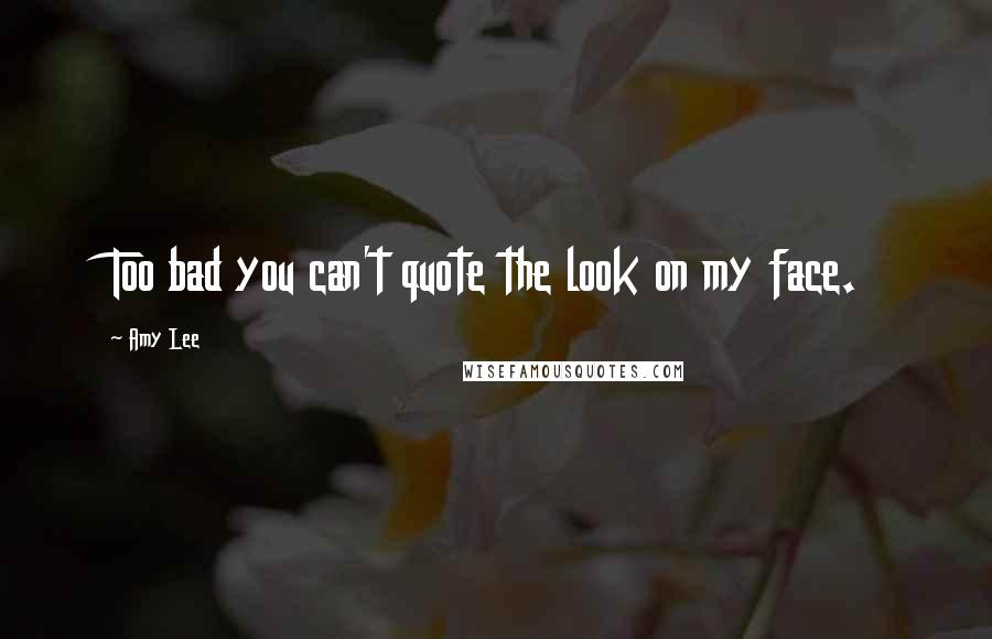 Amy Lee Quotes: Too bad you can't quote the look on my face.