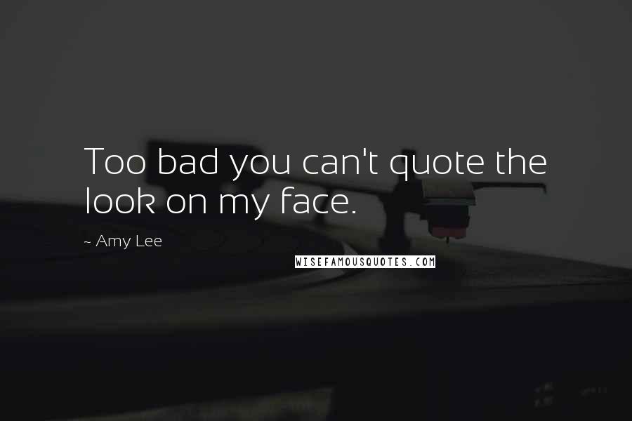 Amy Lee Quotes: Too bad you can't quote the look on my face.
