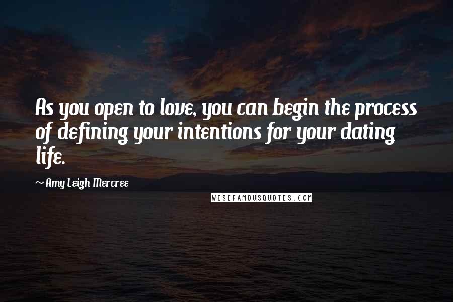 Amy Leigh Mercree Quotes: As you open to love, you can begin the process of defining your intentions for your dating life.