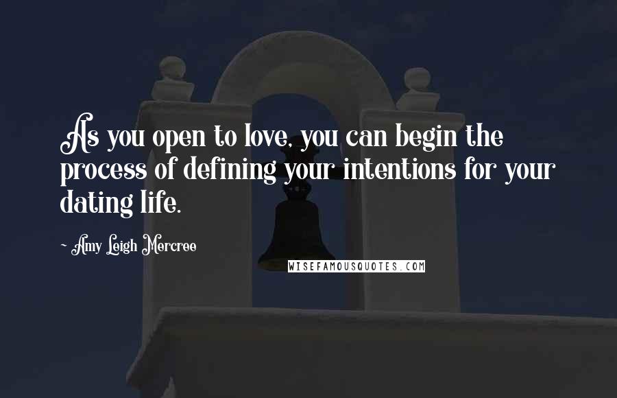 Amy Leigh Mercree Quotes: As you open to love, you can begin the process of defining your intentions for your dating life.