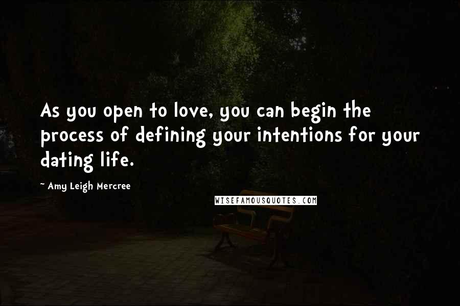 Amy Leigh Mercree Quotes: As you open to love, you can begin the process of defining your intentions for your dating life.