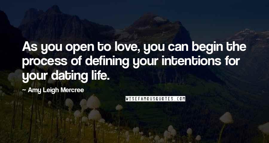 Amy Leigh Mercree Quotes: As you open to love, you can begin the process of defining your intentions for your dating life.