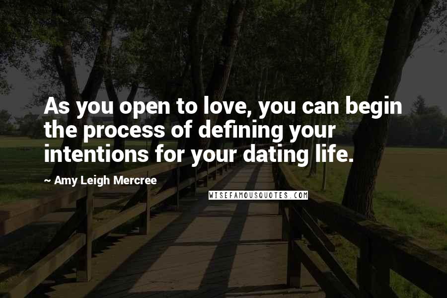 Amy Leigh Mercree Quotes: As you open to love, you can begin the process of defining your intentions for your dating life.