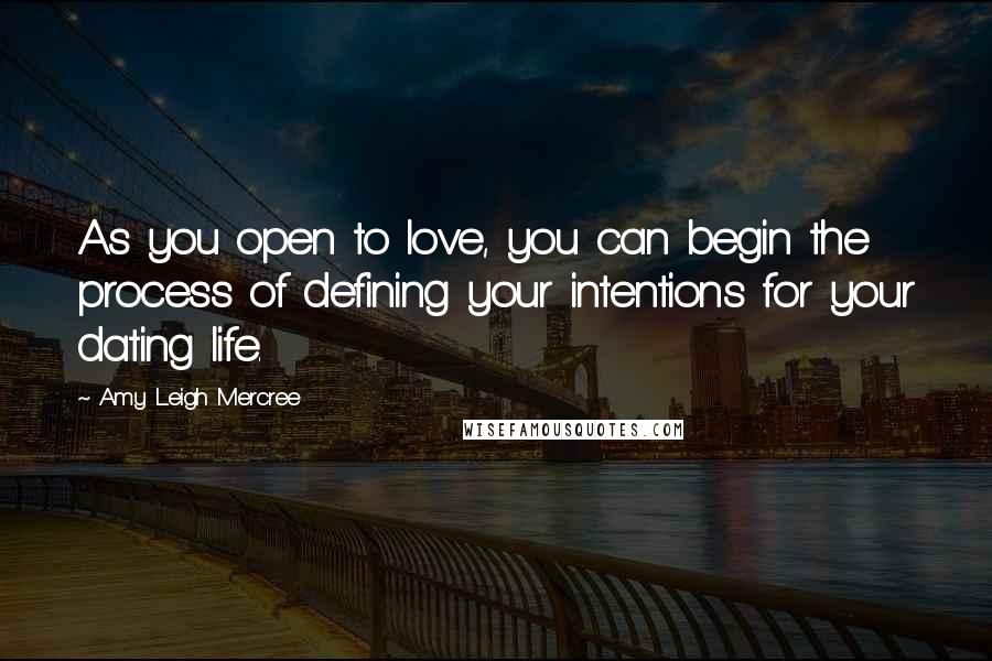 Amy Leigh Mercree Quotes: As you open to love, you can begin the process of defining your intentions for your dating life.