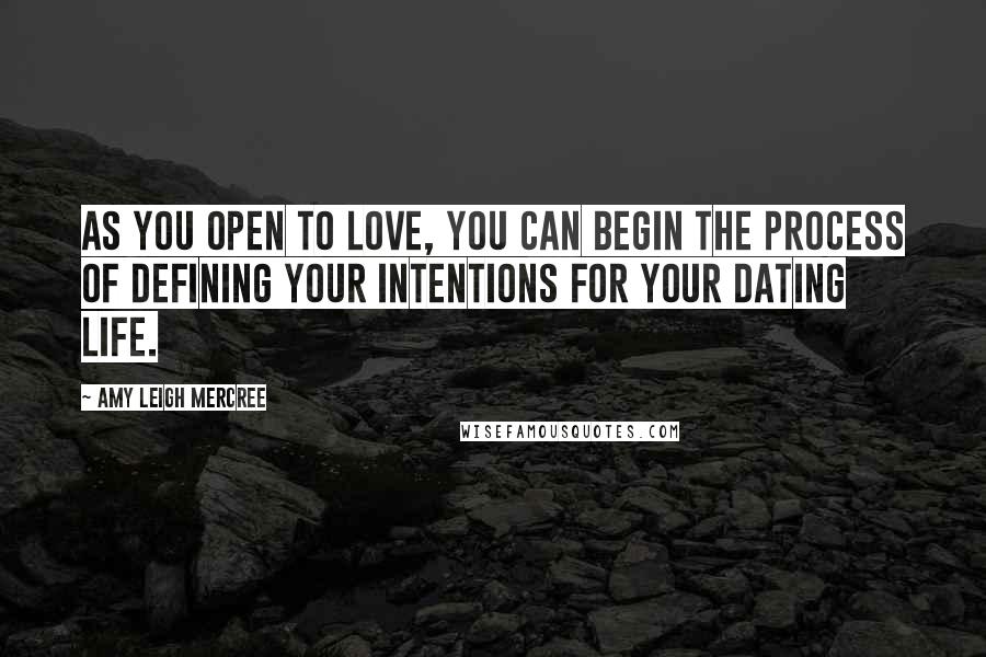 Amy Leigh Mercree Quotes: As you open to love, you can begin the process of defining your intentions for your dating life.