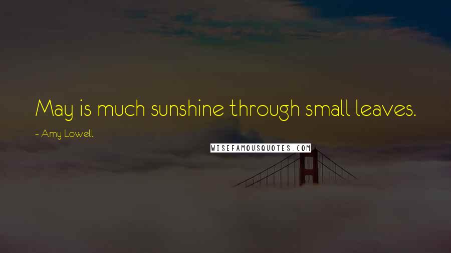 Amy Lowell Quotes: May is much sunshine through small leaves.