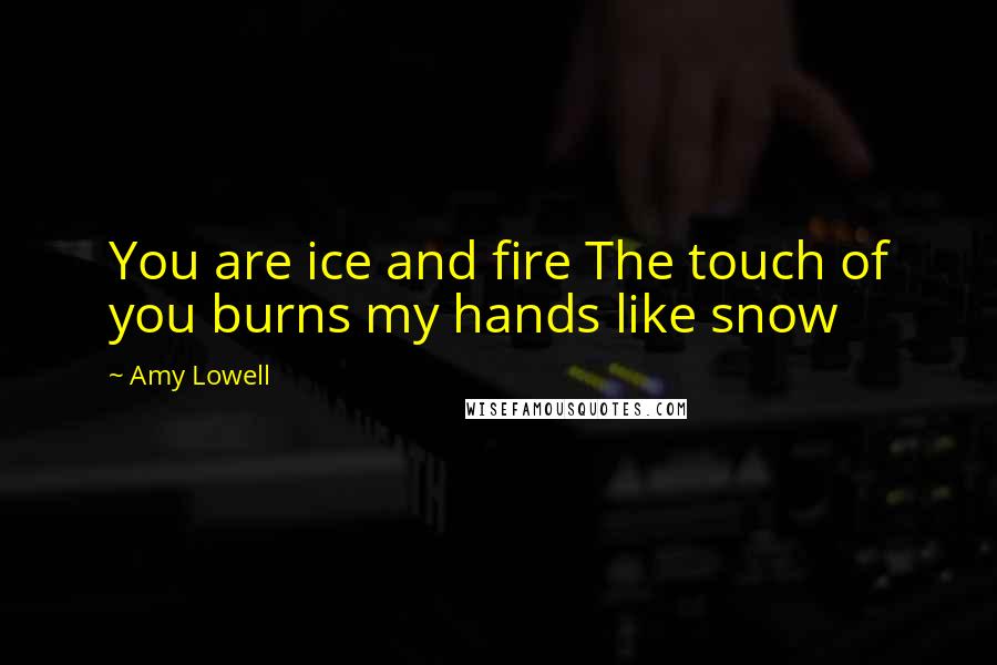 Amy Lowell Quotes: You are ice and fire The touch of you burns my hands like snow