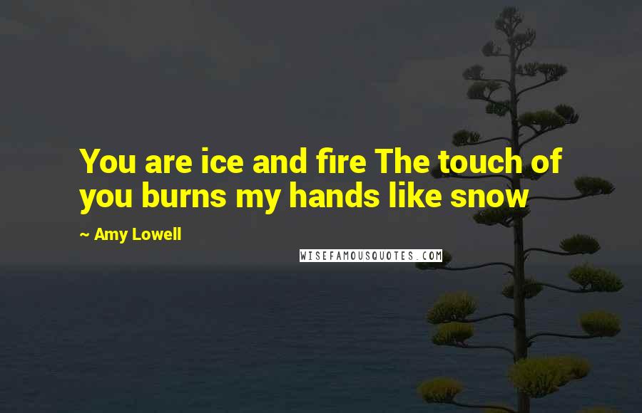 Amy Lowell Quotes: You are ice and fire The touch of you burns my hands like snow