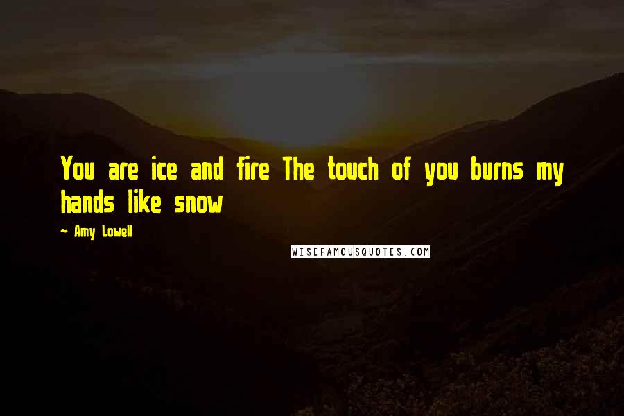 Amy Lowell Quotes: You are ice and fire The touch of you burns my hands like snow
