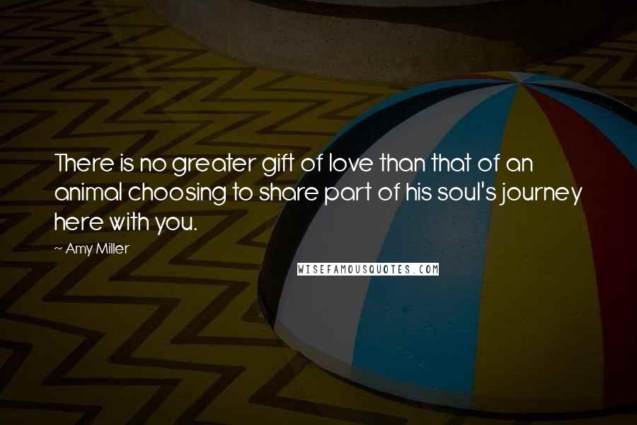 Amy Miller Quotes: There is no greater gift of love than that of an animal choosing to share part of his soul's journey here with you.