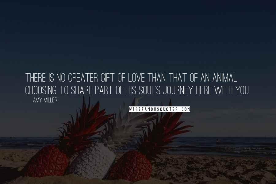 Amy Miller Quotes: There is no greater gift of love than that of an animal choosing to share part of his soul's journey here with you.