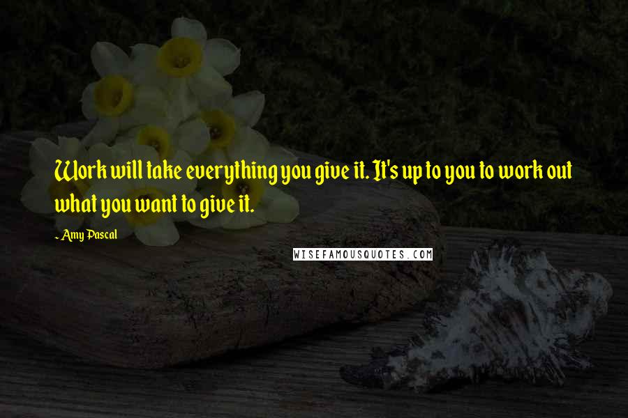 Amy Pascal Quotes: Work will take everything you give it. It's up to you to work out what you want to give it.