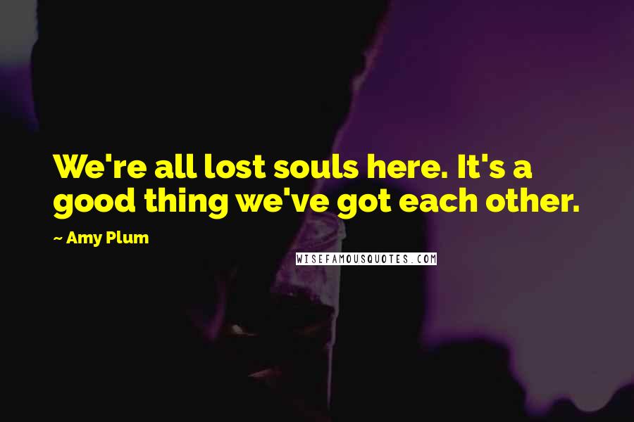 Amy Plum Quotes: We're all lost souls here. It's a good thing we've got each other.