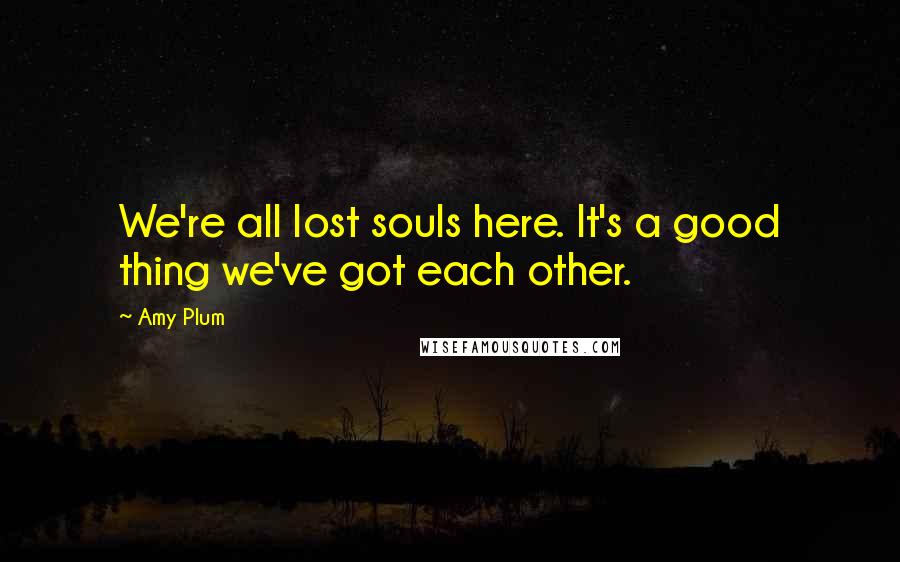 Amy Plum Quotes: We're all lost souls here. It's a good thing we've got each other.