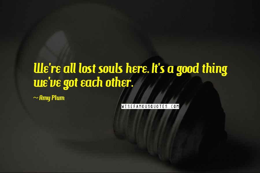 Amy Plum Quotes: We're all lost souls here. It's a good thing we've got each other.