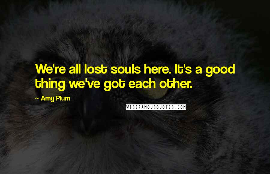 Amy Plum Quotes: We're all lost souls here. It's a good thing we've got each other.